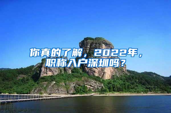 你真的了解，2022年，职称入户深圳吗？