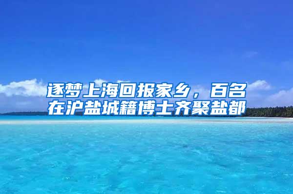 逐梦上海回报家乡，百名在沪盐城籍博士齐聚盐都