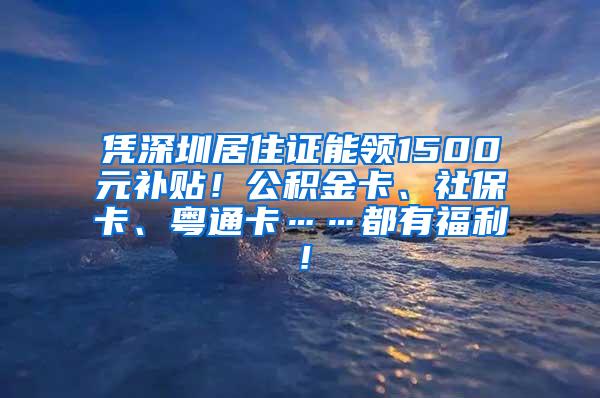 凭深圳居住证能领1500元补贴！公积金卡、社保卡、粤通卡……都有福利！