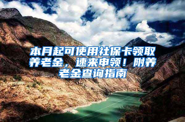 本月起可使用社保卡领取养老金，速来申领！附养老金查询指南→