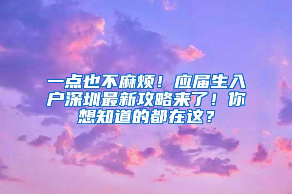 一点也不麻烦！应届生入户深圳最新攻略来了！你想知道的都在这？