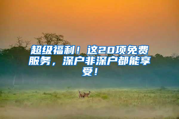 超级福利！这20项免费服务，深户非深户都能享受！