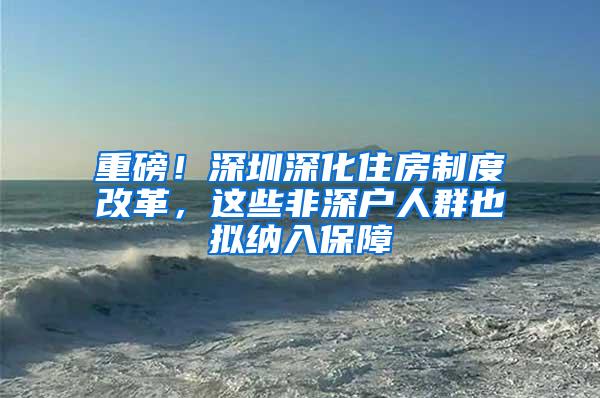 重磅！深圳深化住房制度改革，这些非深户人群也拟纳入保障