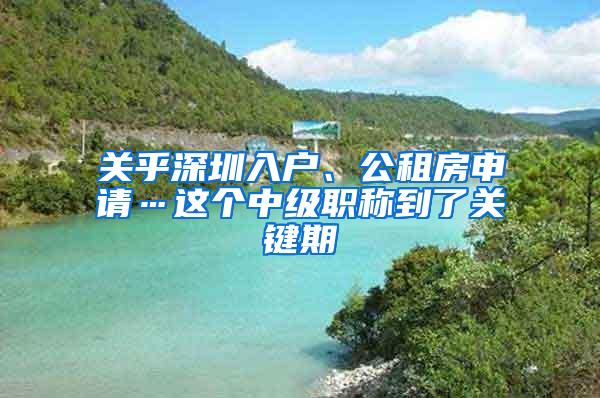 关乎深圳入户、公租房申请…这个中级职称到了关键期