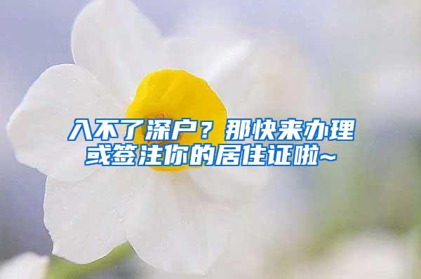 入不了深户？那快来办理或签注你的居住证啦~