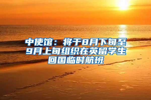 中使馆：将于8月下旬至9月上旬组织在英留学生回国临时航班
