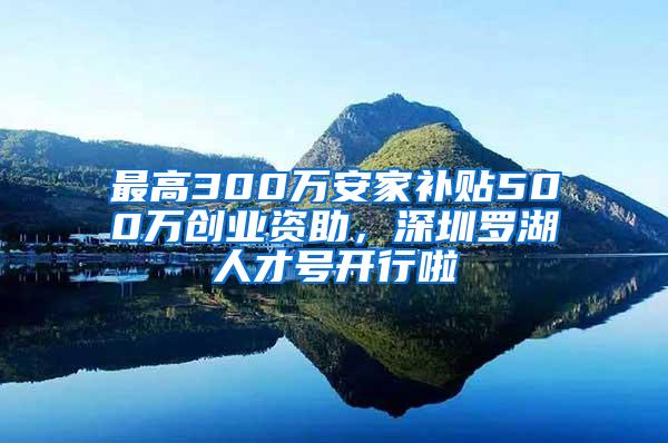 最高300万安家补贴500万创业资助，深圳罗湖人才号开行啦