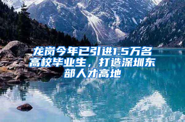 龙岗今年已引进1.5万名高校毕业生，打造深圳东部人才高地