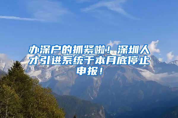 办深户的抓紧啦！深圳人才引进系统于本月底停止申报！