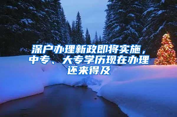 深户办理新政即将实施，中专、大专学历现在办理还来得及