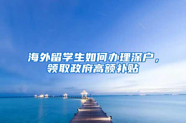 海外留学生如何办理深户，领取政府高额补贴