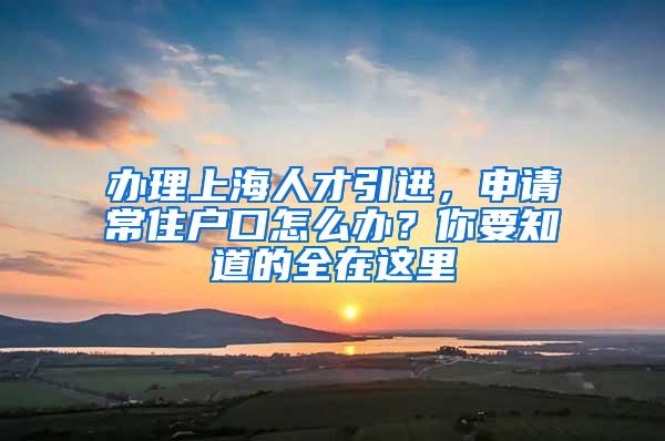 办理上海人才引进，申请常住户口怎么办？你要知道的全在这里