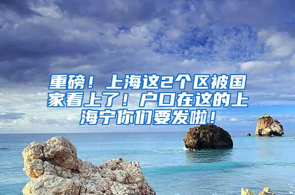 重磅！上海这2个区被国家看上了！户口在这的上海宁你们要发啦！