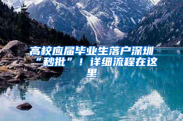 高校应届毕业生落户深圳“秒批”！详细流程在这里