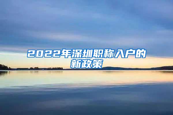 2022年深圳职称入户的新政策