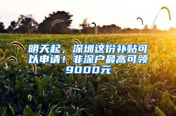 明天起，深圳这份补贴可以申请！非深户最高可领9000元