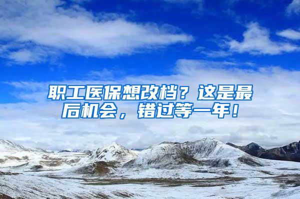 职工医保想改档？这是最后机会，错过等一年！