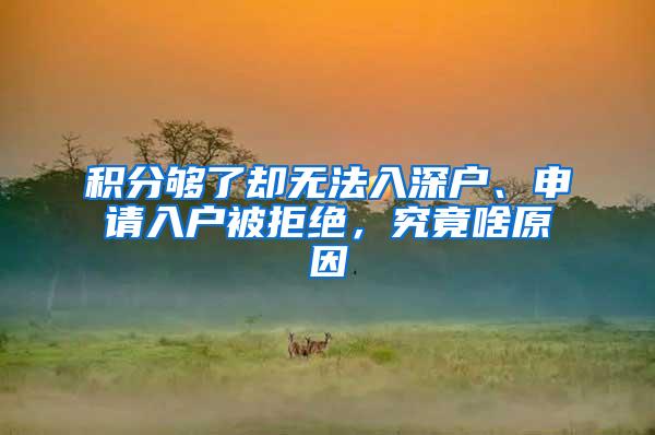 积分够了却无法入深户、申请入户被拒绝，究竟啥原因