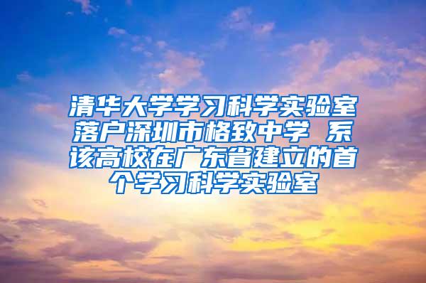 清华大学学习科学实验室落户深圳市格致中学 系该高校在广东省建立的首个学习科学实验室