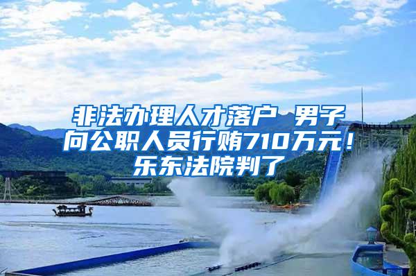 非法办理人才落户 男子向公职人员行贿710万元！乐东法院判了