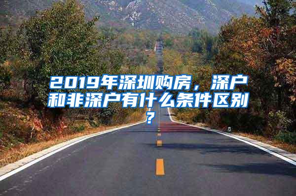 2019年深圳购房，深户和非深户有什么条件区别？