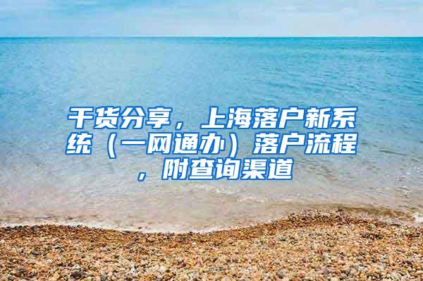 干货分享，上海落户新系统（一网通办）落户流程，附查询渠道