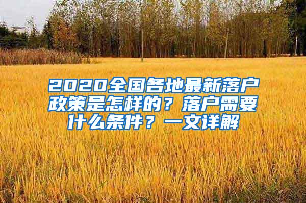 2020全国各地最新落户政策是怎样的？落户需要什么条件？一文详解