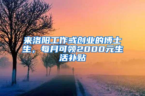 来洛阳工作或创业的博士生，每月可领2000元生活补贴