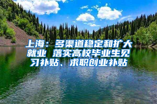 上海：多渠道稳定和扩大就业 落实高校毕业生见习补贴、求职创业补贴