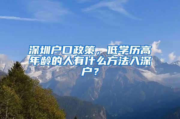 深圳户口政策，低学历高年龄的人有什么方法入深户？