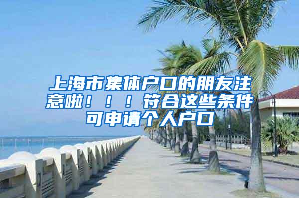 上海市集体户口的朋友注意啦！！！符合这些条件可申请个人户口