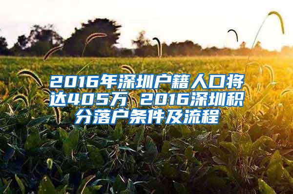 2016年深圳户籍人口将达405万 2016深圳积分落户条件及流程