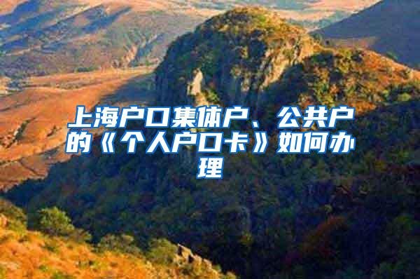 上海户口集体户、公共户的《个人户口卡》如何办理