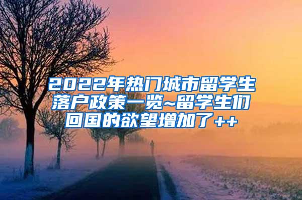 2022年热门城市留学生落户政策一览~留学生们回国的欲望增加了++