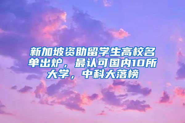 新加坡资助留学生高校名单出炉，最认可国内10所大学，中科大落榜