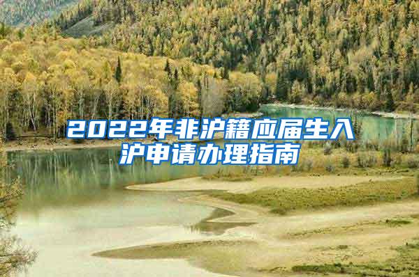 2022年非沪籍应届生入沪申请办理指南