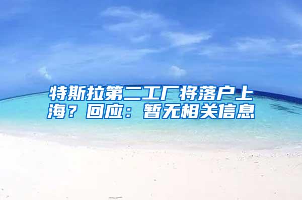 特斯拉第二工厂将落户上海？回应：暂无相关信息