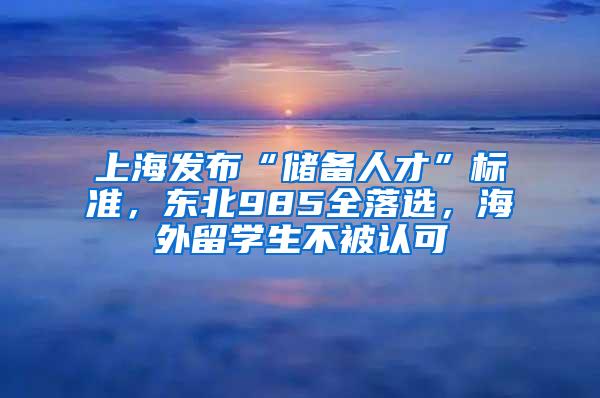 上海发布“储备人才”标准，东北985全落选，海外留学生不被认可