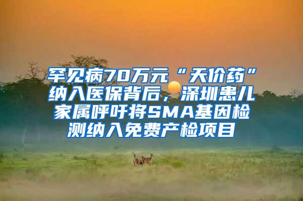 罕见病70万元“天价药”纳入医保背后，深圳患儿家属呼吁将SMA基因检测纳入免费产检项目