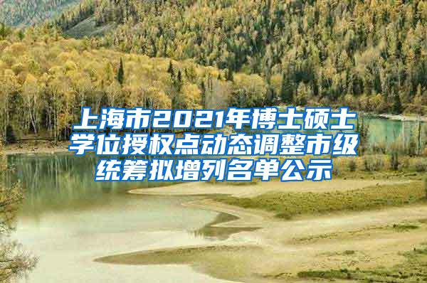 上海市2021年博士硕士学位授权点动态调整市级统筹拟增列名单公示