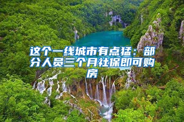 这个一线城市有点猛：部分人员三个月社保即可购房