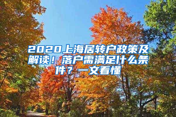 2020上海居转户政策及解读！落户需满足什么条件？一文看懂