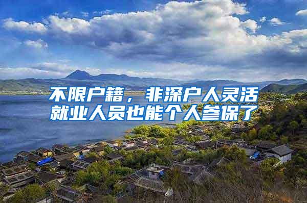 不限户籍，非深户人灵活就业人员也能个人参保了