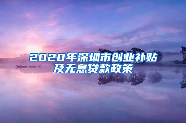2020年深圳市创业补贴及无息贷款政策