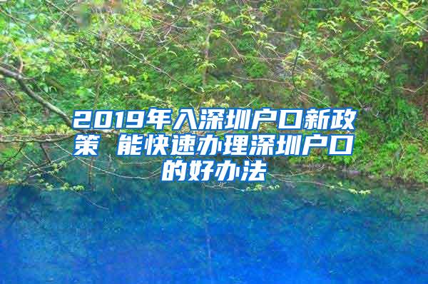 2019年入深圳户口新政策 能快速办理深圳户口的好办法