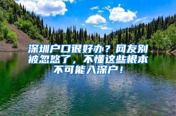 深圳户口很好办？网友别被忽悠了，不懂这些根本不可能入深户！