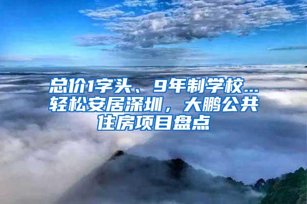 总价1字头、9年制学校...轻松安居深圳，大鹏公共住房项目盘点