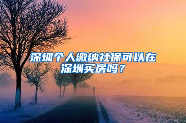 深圳个人缴纳社保可以在深圳买房吗？