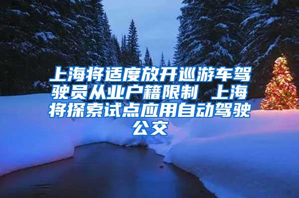 上海将适度放开巡游车驾驶员从业户籍限制 上海将探索试点应用自动驾驶公交