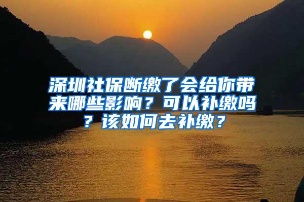 深圳社保断缴了会给你带来哪些影响？可以补缴吗？该如何去补缴？